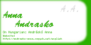 anna andrasko business card